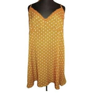 Shein Mustard Polka Dot Silky Lightweight Chemise Plus Size 3X